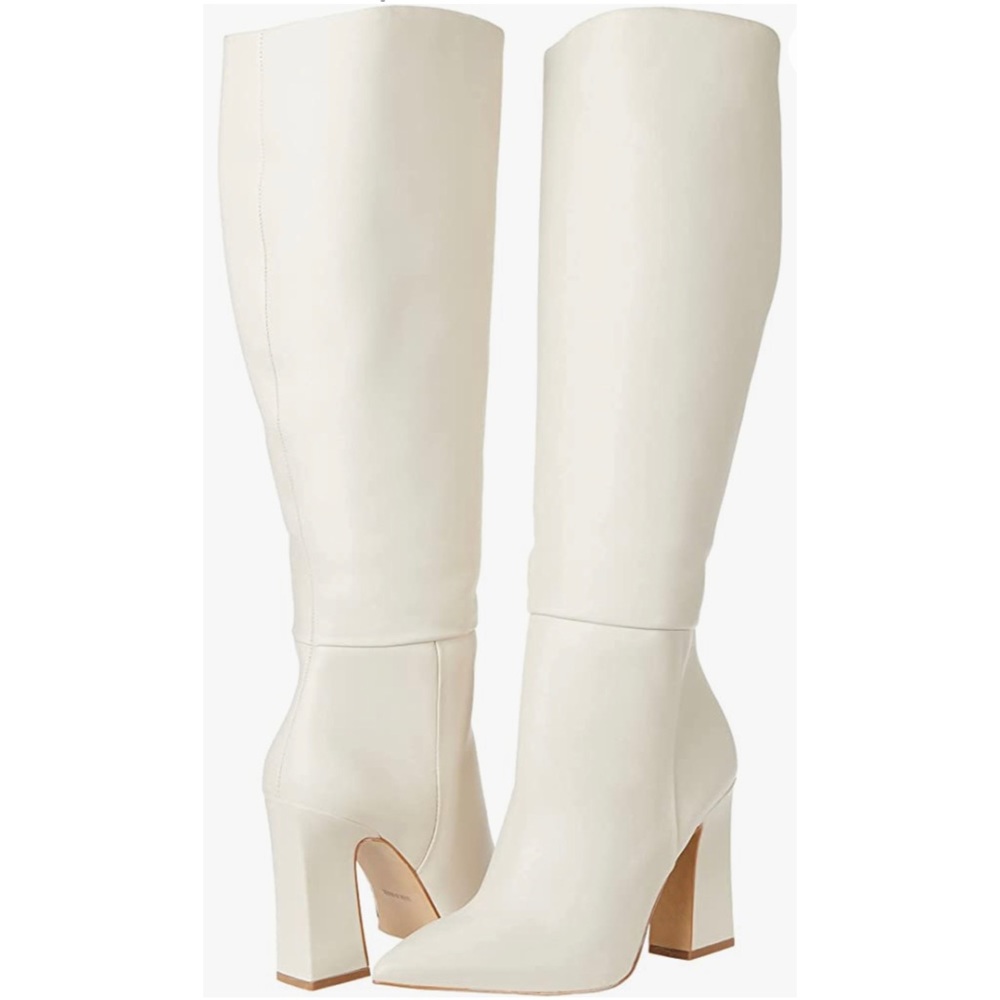 Steve Madden Padmy bone cream white GENUINE leather knee boots size 9/9.5/10